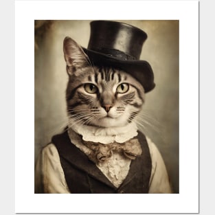 Victorian Cat Portrait Artistic Gift Fashion Cat Style Posters and Art